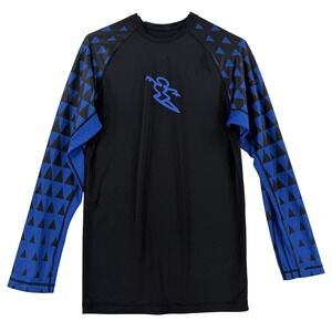 Da Hui Rash Guard Long Sleeve Shirt Medium Black Blue Triangle Surf Logo Top‎